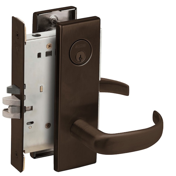 Schlage Grade 1 Storeroom Mortise Lock, Conventional Cylinder, S123 Keyway, 17 Lever, N Escutcheon, Dark Oxi L9080P 17N 613 - main
